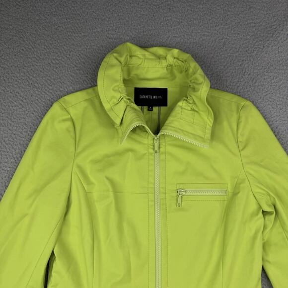 Lafayette 148 New York Green Double Zip Adjustable Collar Jacket Women's Size 4 - Picture 2 of 13